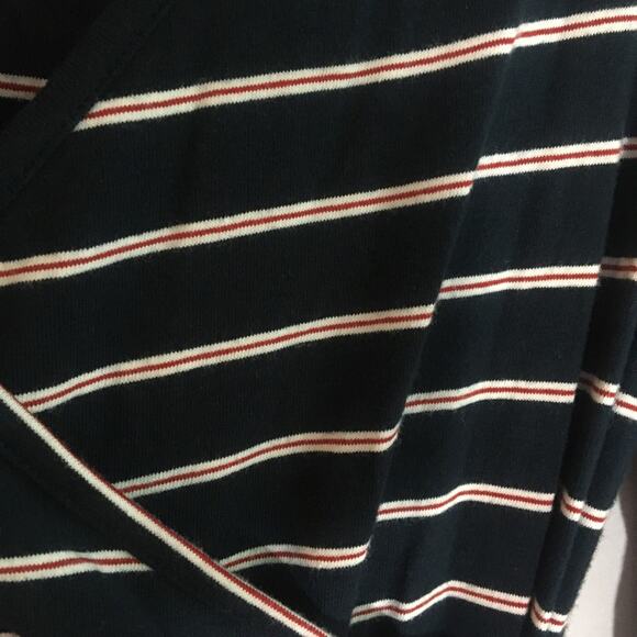 Anthropologie Sundry Fabian Striped Faux Wrap Jersey Mini Dress Blue Small Party - Picture 8 of 11